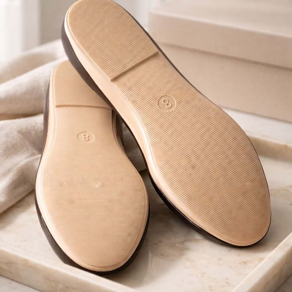 A New Day Beige and Black Cap Toe Ballet Flats Size 8 - Picture 4 of 8